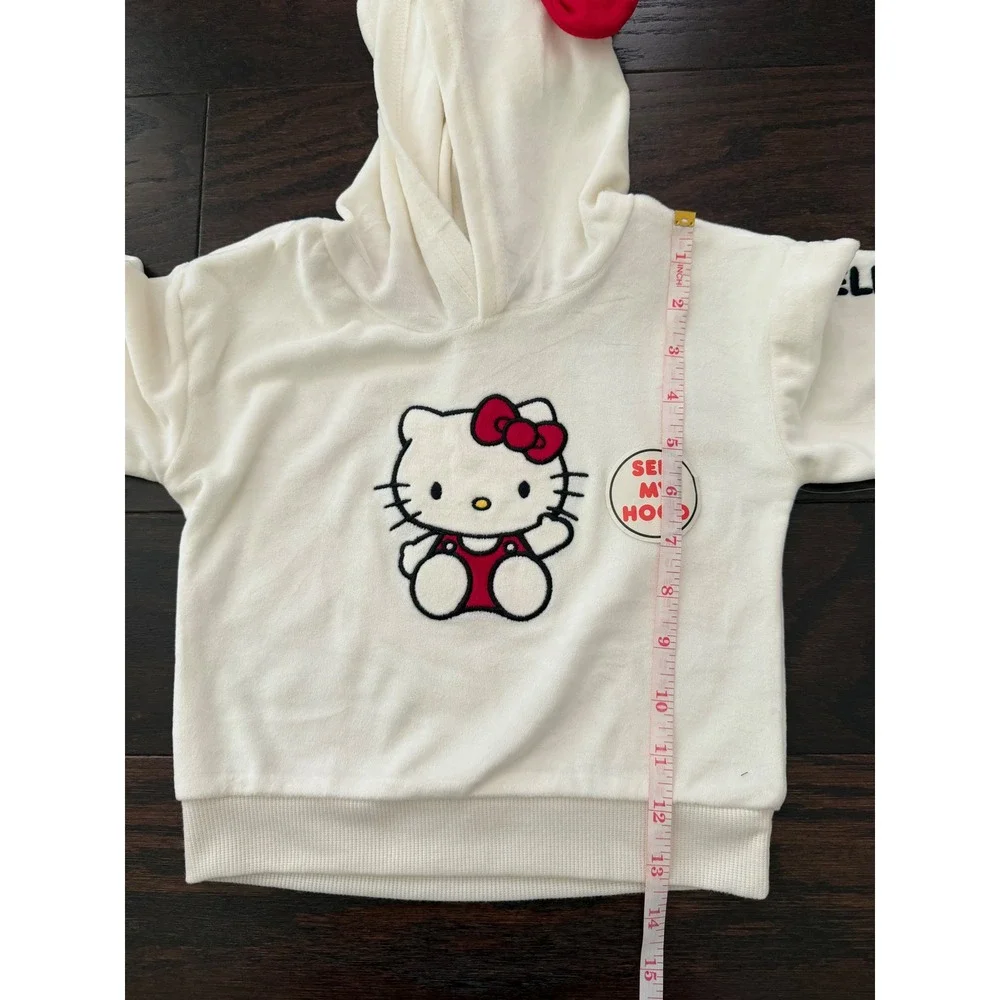 Hello Kitty Velour Hoodie and Flare Pants Set Cream Red Bow Kids 2T